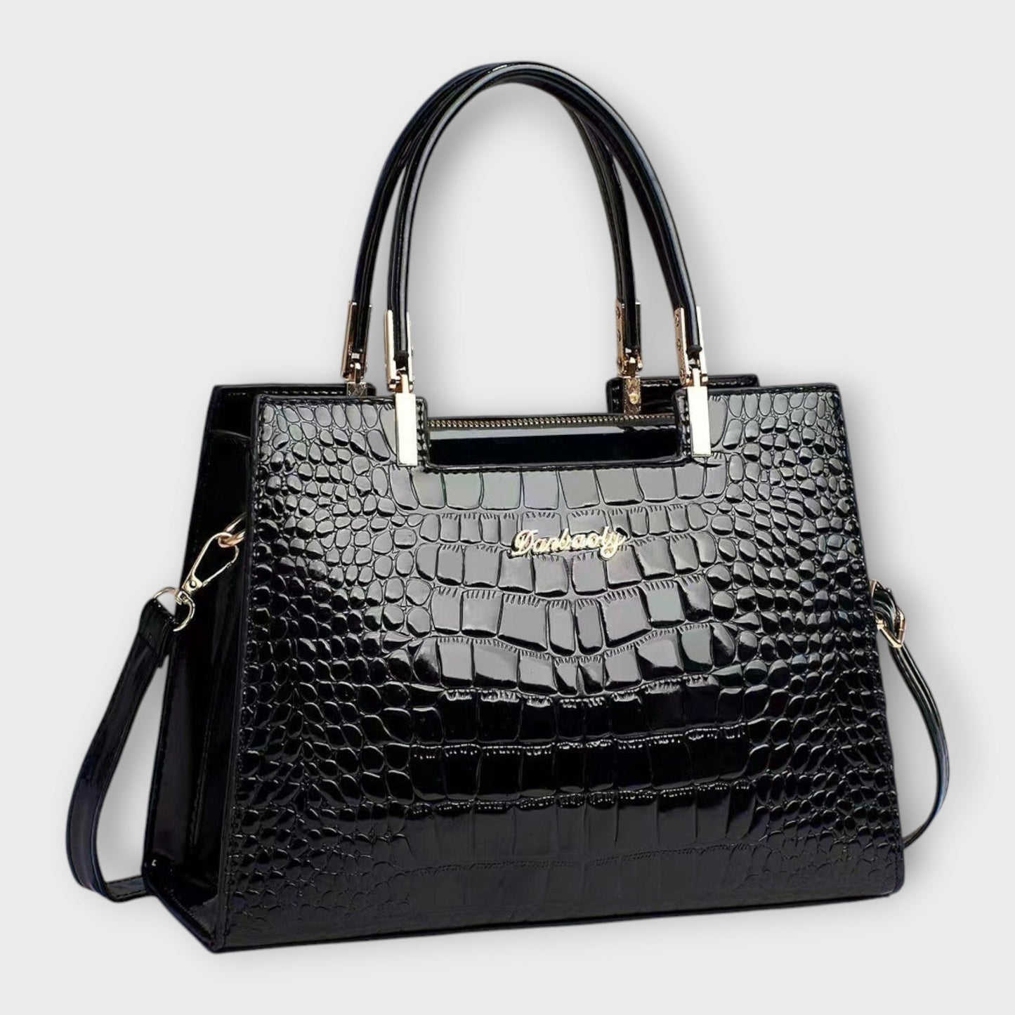 Eline - Glossy Crocodile Leather Pattern Handbag