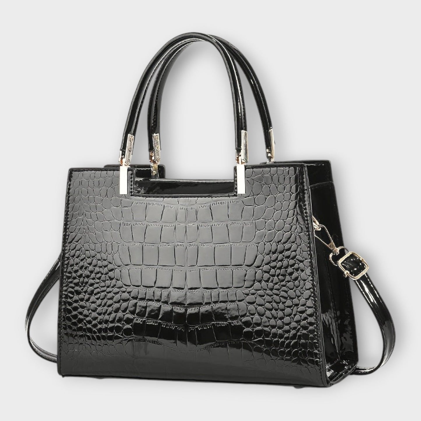 Eline - Glossy Crocodile Leather Pattern Handbag
