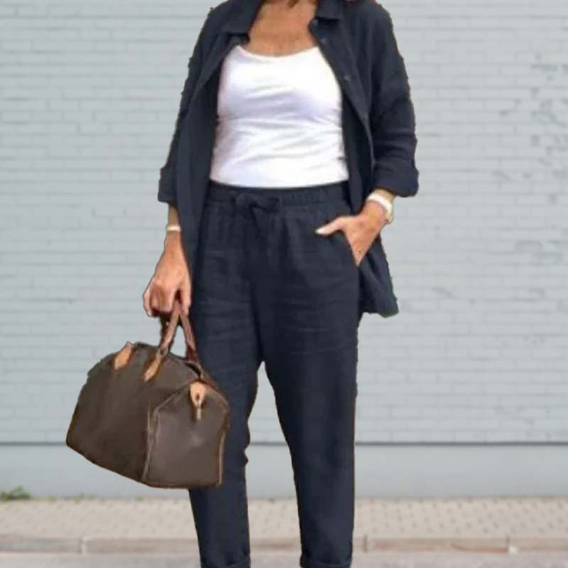 Zélie™ - Cotton and Linen Shirt and Trouser Set