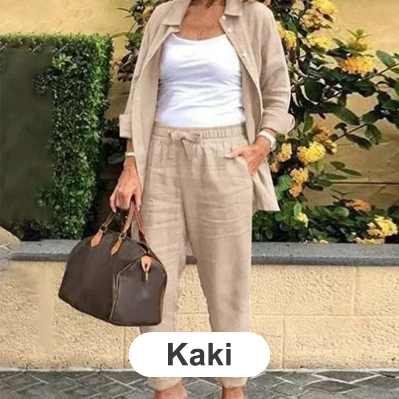 Zélie™ - Cotton and Linen Shirt and Trouser Set
