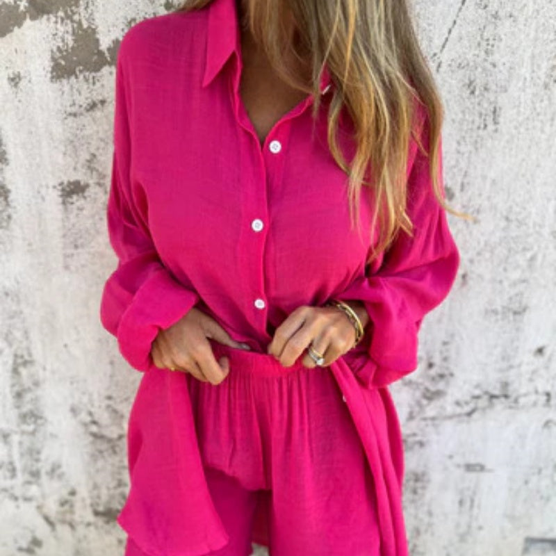 Alora™ - Long Sleeve Shirt and Shorts Set for Women