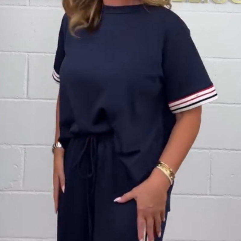 Milla™ - Short Sleeve T-shirt with Side Stripes and Jogging Trousers for Women