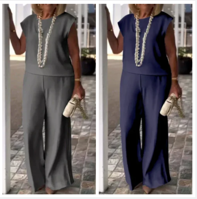 Anissa™ - Sleeveless Top and Round Neck Trouser Set for Women