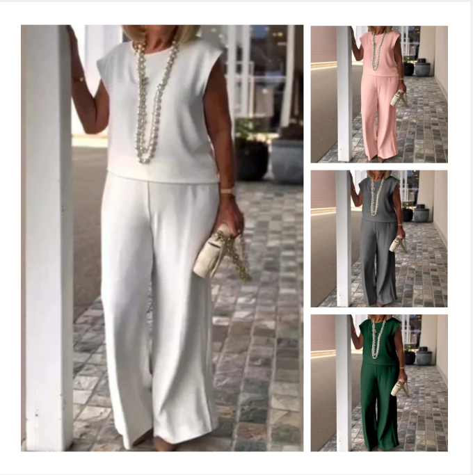 Anissa™ - Sleeveless Top and Round Neck Trouser Set for Women