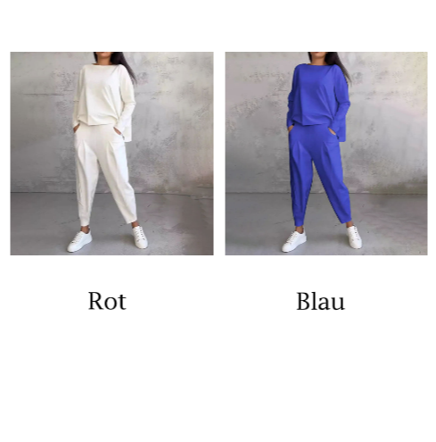 Ophélie™ - Long Sleeve Round Neck & Trouser Two-Piece Set