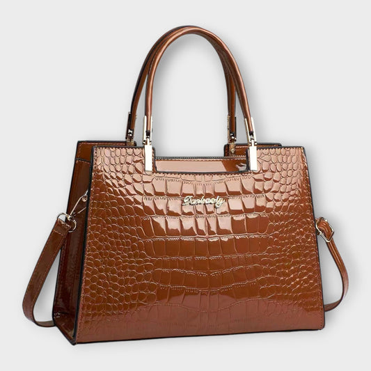Eline - Glossy Crocodile Leather Pattern Handbag