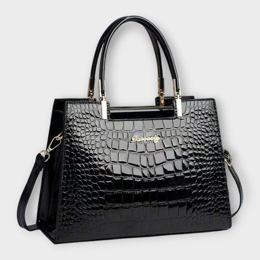 Eline - Glossy Crocodile Leather Pattern Handbag