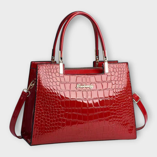 Eline - Glossy Crocodile Leather Pattern Handbag