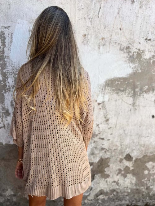 Delia™ - Knitted V-Neck Top with Hollow Pattern