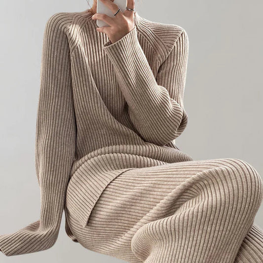 Ingrid | Women's Ribbed Knitted Set