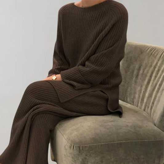 Ingrid | Women's Ribbed Knitted Set