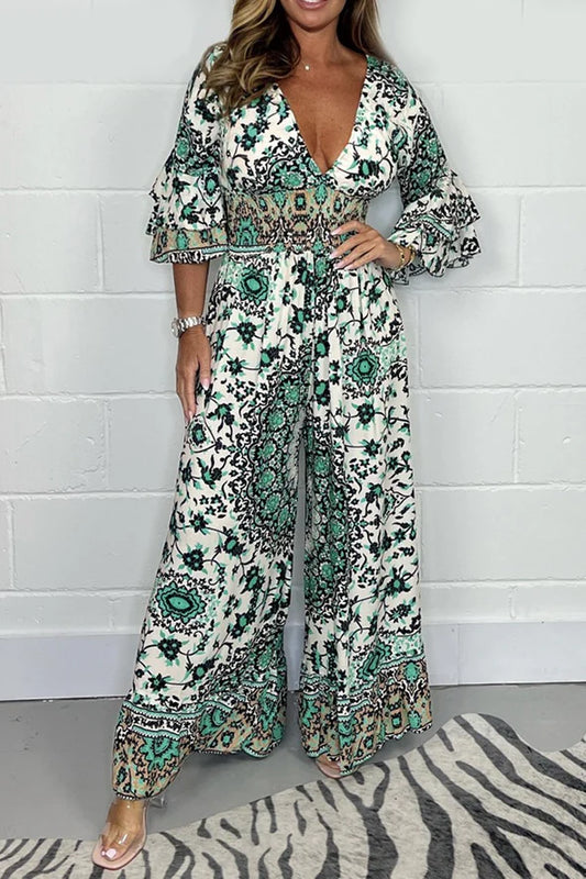 Priscille™ - Leopard Print V-Neck Jumpsuit