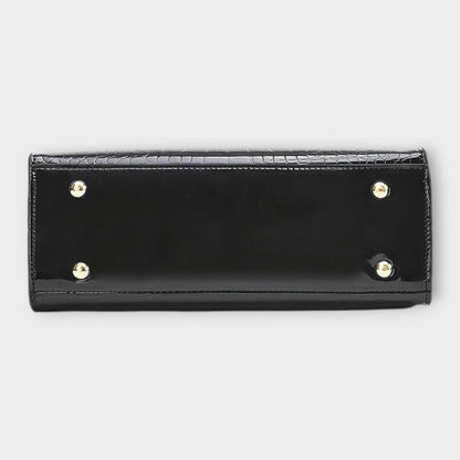 Eline - Glossy Crocodile Leather Pattern Handbag