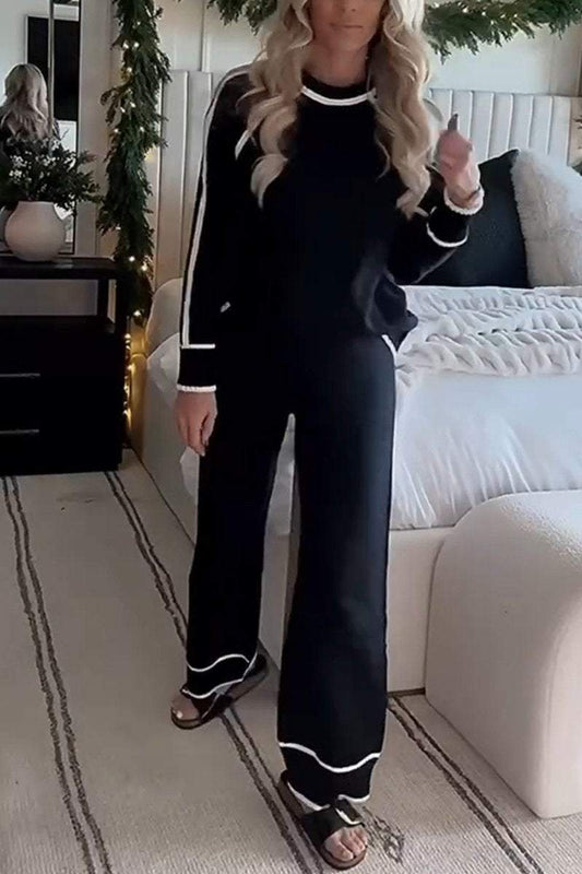 Arlette™ - Contrast Two-Piece Set with Round Neck