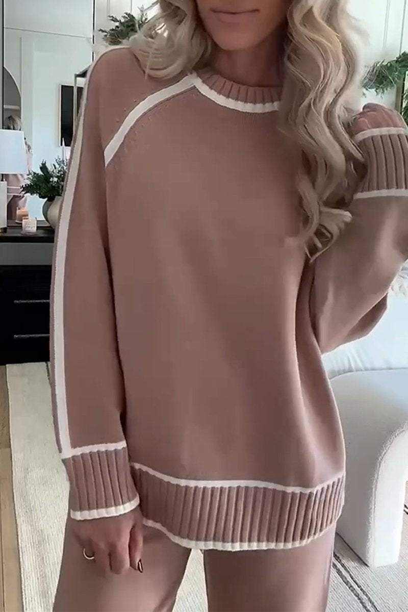 Arlette™ - Contrast Two-Piece Set with Round Neck