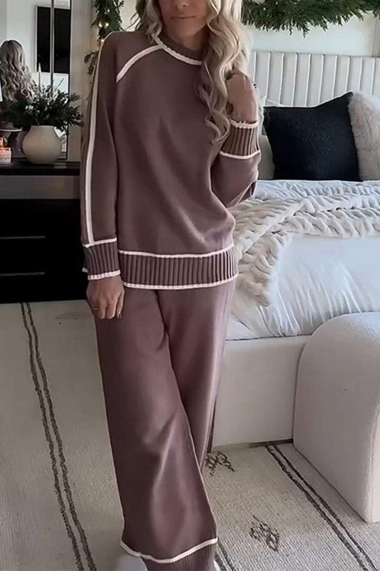 Arlette™ - Contrast Two-Piece Set with Round Neck
