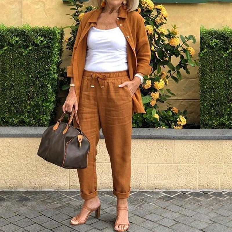 Zélie™ - Cotton and Linen Shirt and Trouser Set