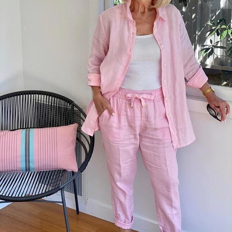 Zélie™ - Cotton and Linen Shirt and Trouser Set