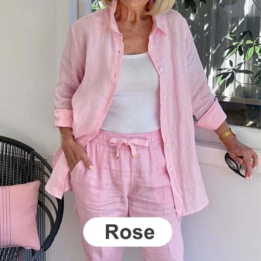 Zélie™ - Cotton and Linen Shirt and Trouser Set