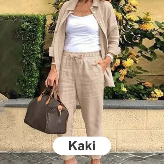 Zélie™ - Cotton and Linen Shirt and Trouser Set