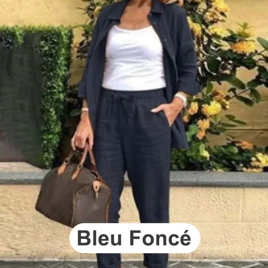 Zélie™ - Cotton and Linen Shirt and Trouser Set