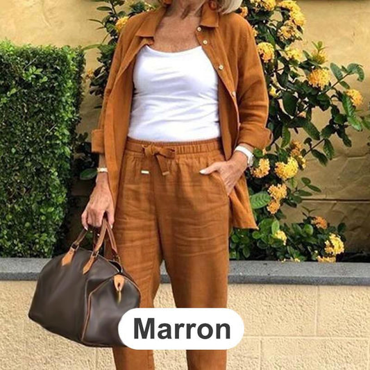 Zélie™ - Cotton and Linen Shirt and Trouser Set