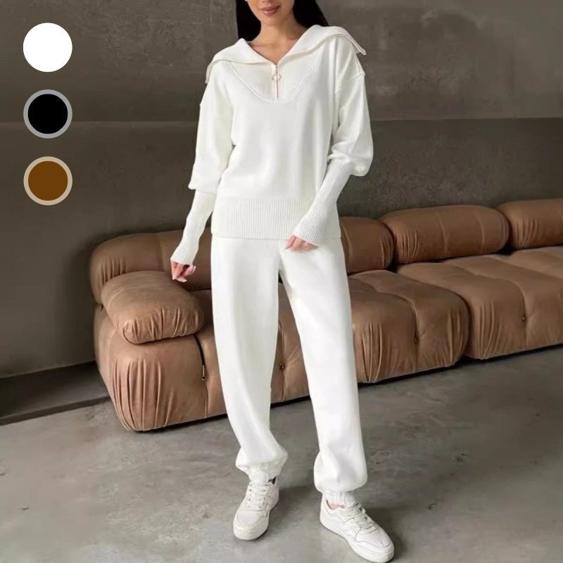Rie™ - Women's Knitted Sports Set with Half-Zip