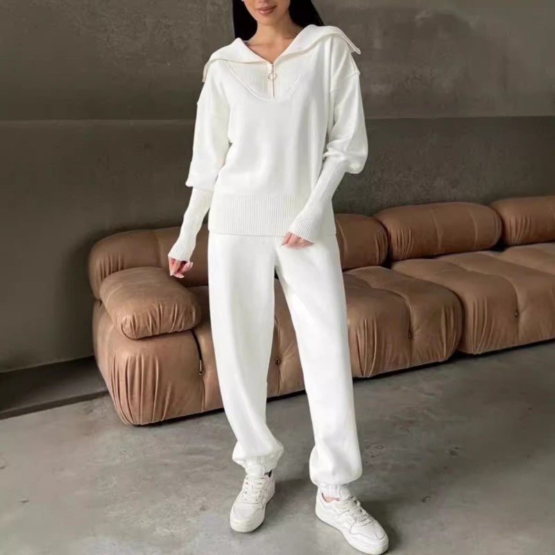 Rie™ - Women's Knitted Sports Set with Half-Zip