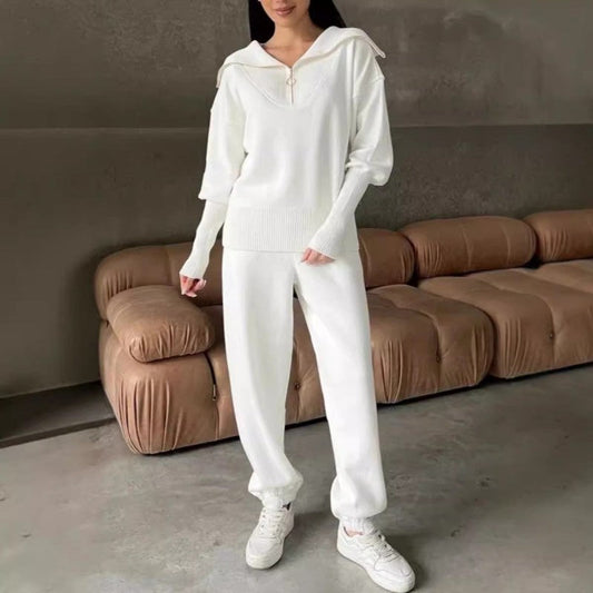 Rie™ - Women's Knitted Sports Set with Half-Zip