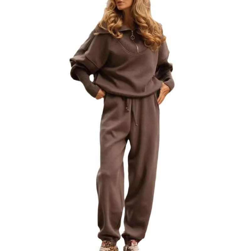 Rie™ - Women's Knitted Sports Set with Half-Zip