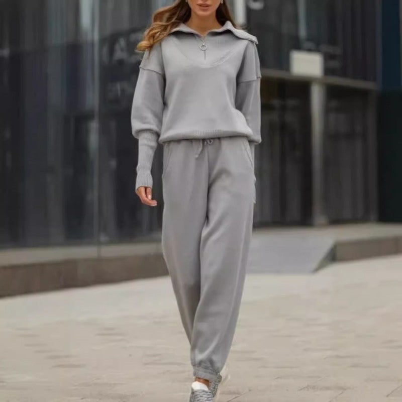 Rie™ - Women's Knitted Sports Set with Half-Zip