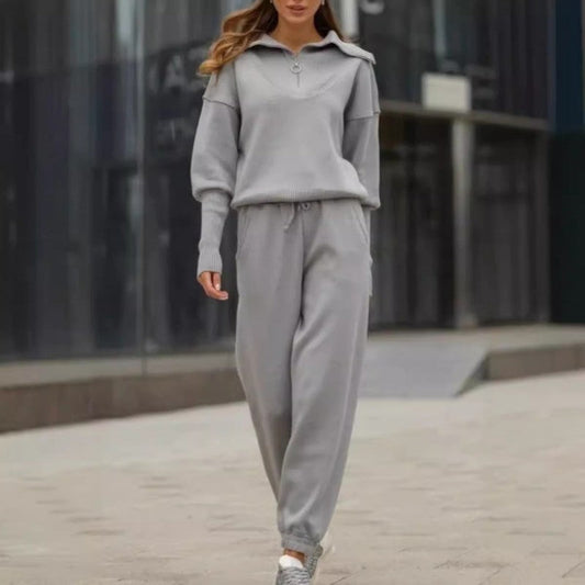 Rie™ - Women's Knitted Sports Set with Half-Zip