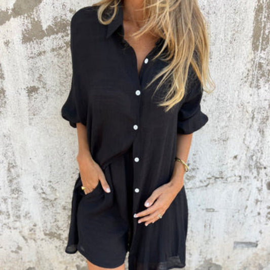 Alora™ - Long Sleeve Shirt and Shorts Set for Women