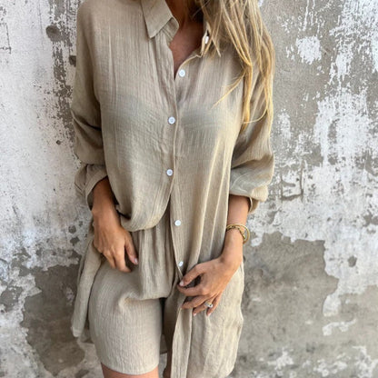 Alora™ - Long Sleeve Shirt and Shorts Set for Women