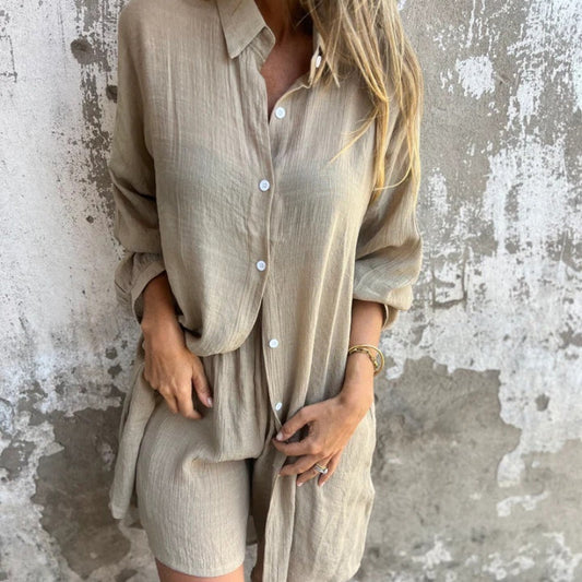 Alora™ - Long Sleeve Shirt and Shorts Set for Women
