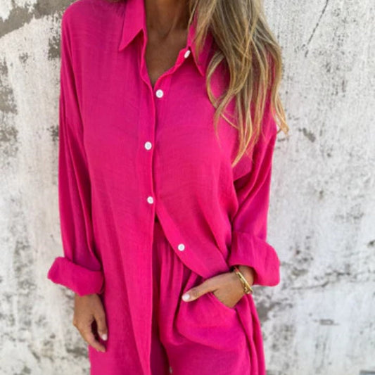 Alora™ - Long Sleeve Shirt and Shorts Set for Women