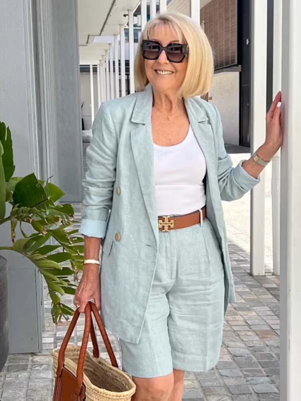 Bianca™ - Chic Ensemble with Floral Jacket and Shorts