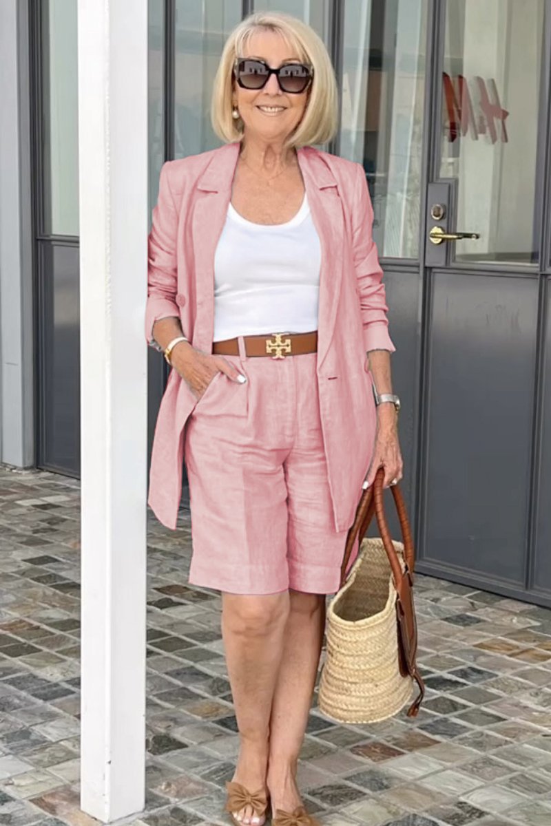 Bianca™ - Chic Ensemble with Floral Jacket and Shorts
