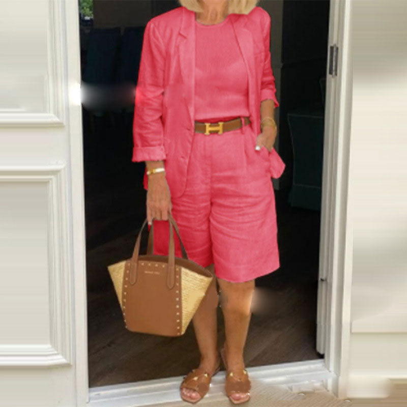 Bianca™ - Chic Ensemble with Floral Jacket and Shorts
