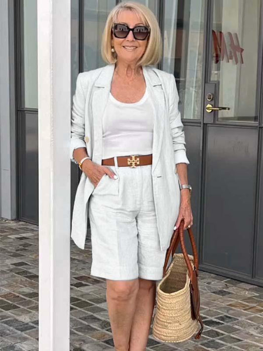 Bianca™ - Chic Ensemble with Floral Jacket and Shorts