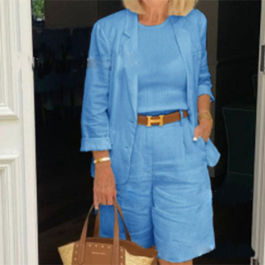 Bianca™ - Chic Ensemble with Floral Jacket and Shorts