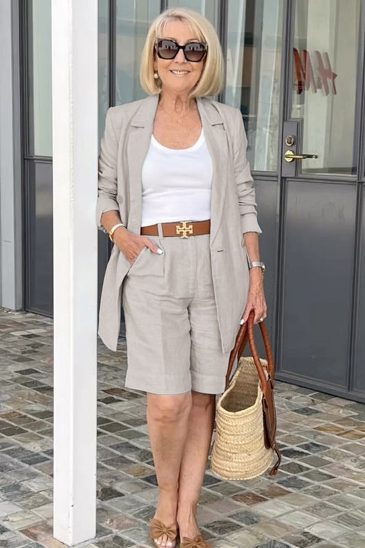 Bianca™ - Chic Ensemble with Floral Jacket and Shorts