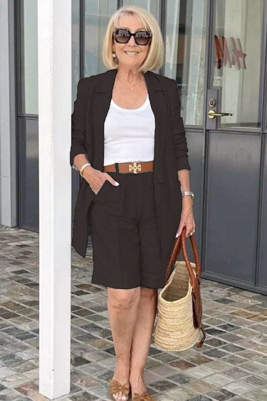 Bianca™ - Chic Ensemble with Floral Jacket and Shorts