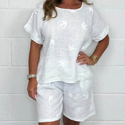 Selena™ - Casual Printed Cotton and Linen Set