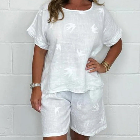 Selena™ - Casual Printed Cotton and Linen Set