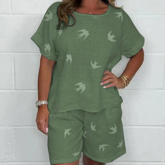 Selena™ - Casual Printed Cotton and Linen Set