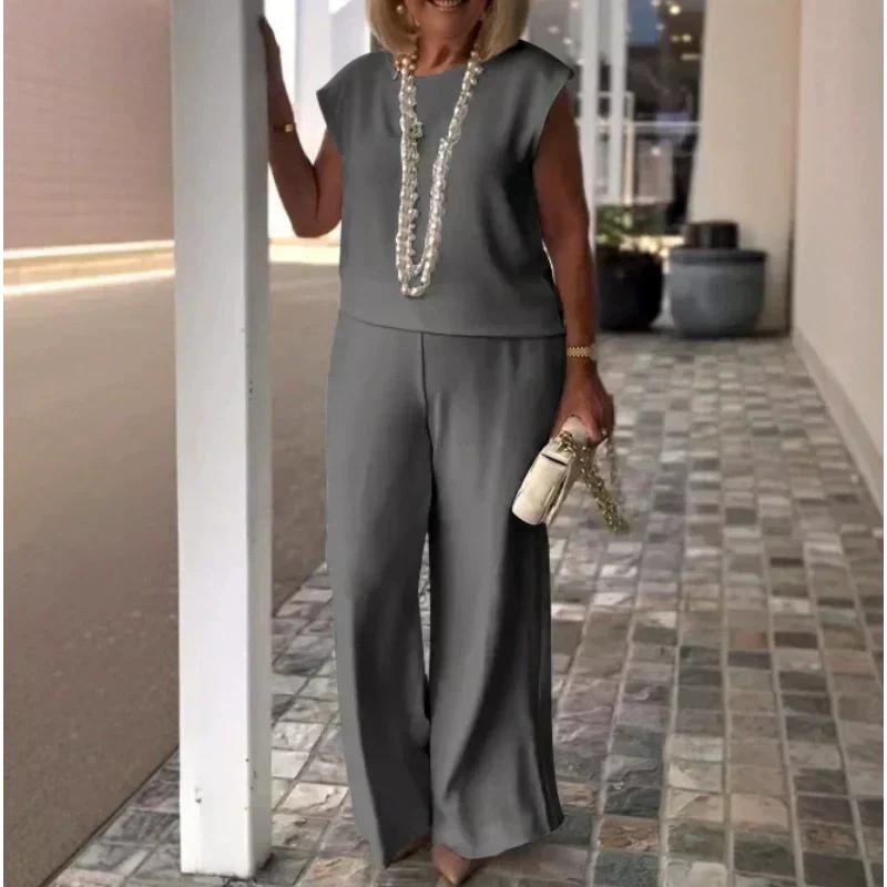 Anissa™ - Sleeveless Top and Round Neck Trouser Set for Women