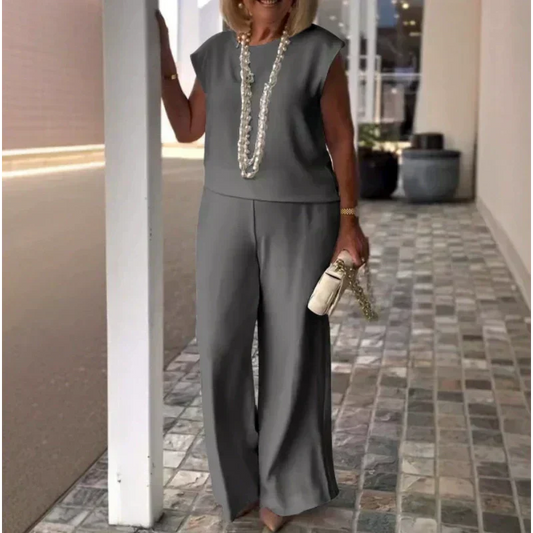 Anissa™ - Sleeveless Top and Round Neck Trouser Set for Women