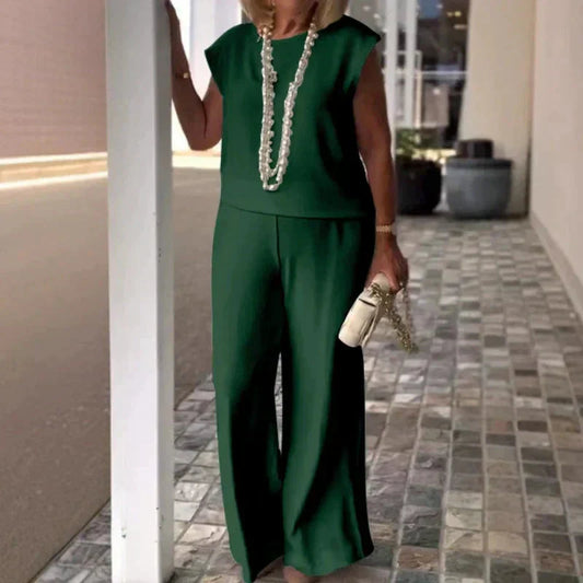 Anissa™ - Sleeveless Top and Round Neck Trouser Set for Women