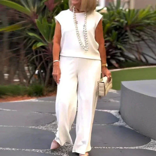 Anissa™ - Sleeveless Top and Round Neck Trouser Set for Women